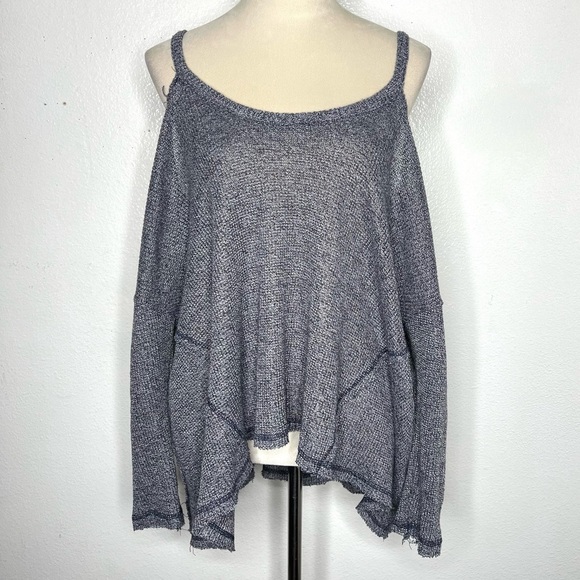 ANTHROPOLOGIE Deletta Millipa Cold Shoulder Pullover Sweater Navy Size Small - Picture 3 of 11